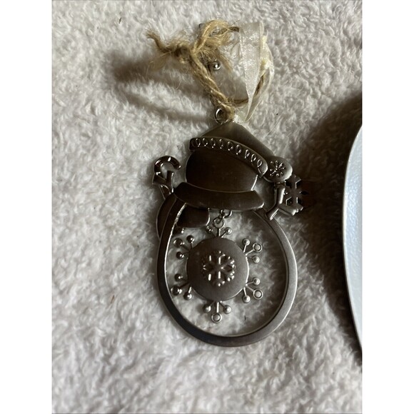 Lot of 2 Letter 'D" Ornaments Glitter Snowman & Plaid Burlap Letter - Picture 8 of 10